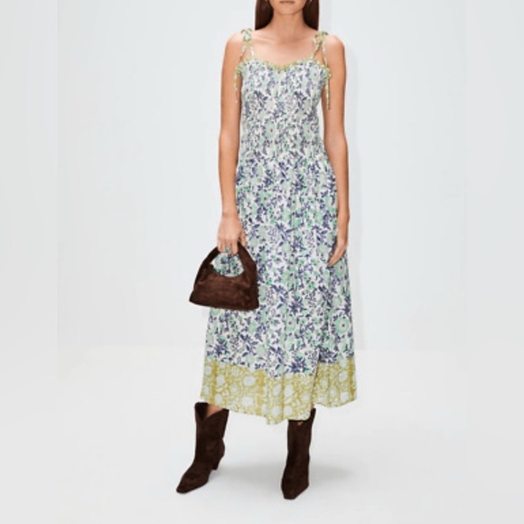 Alix of Bohemia Blue green floral Luna Jardin dress - Picture 1 of 10